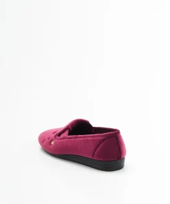 Chaussons brodés aspect velours