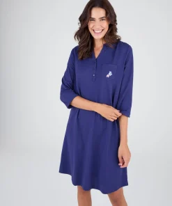 Chemise de nuit col tunisien en pur coton