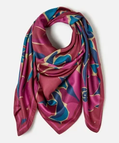 Foulard satiné imprimé fleuri