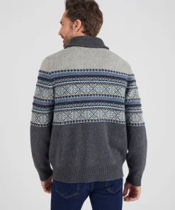 Gilet zippé mélange laine maille jacquard