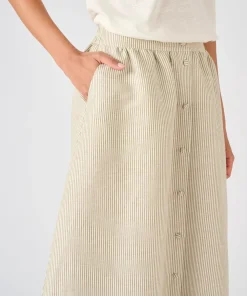 Jupe rayée mélange lin et viscose