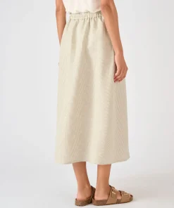 Jupe rayée mélange lin et viscose