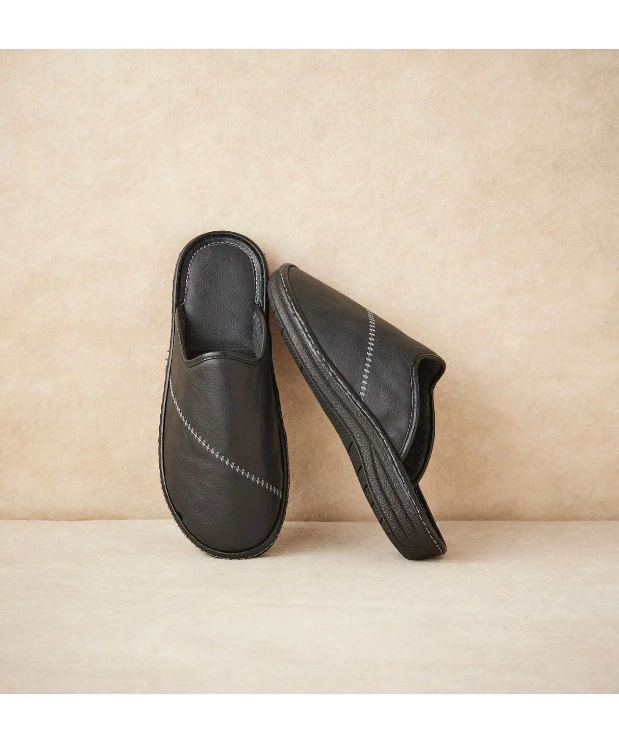 Mules en cuir grainé