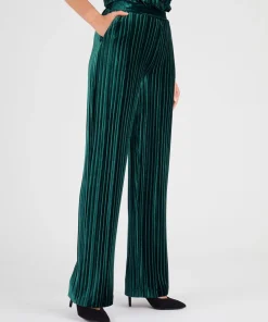 Pantalon en velours plissé satiné