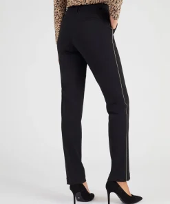 Pantalon maille crêpe stretch liserés côtés