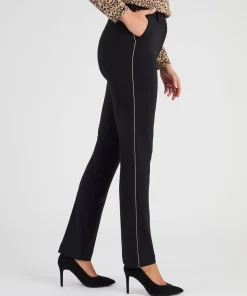Pantalon maille crêpe stretch liserés côtés