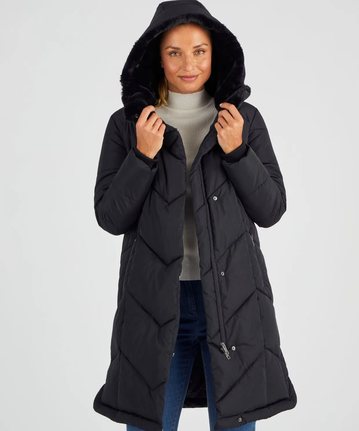 Parka longue, large col, doublée Thermolactyl