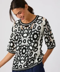 Pull effet crochet bicolore