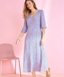 Robe tissu crêpe imprimé tulipes