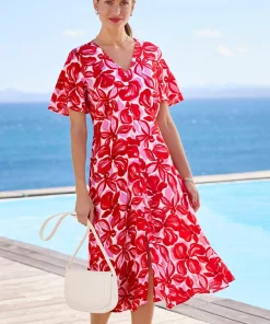 Robe tissu crêpe manches papillon