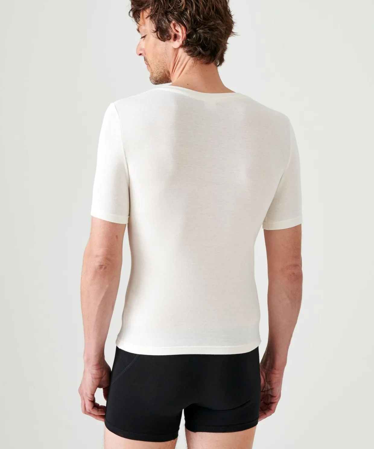 T-shirt col V manches courtes fine côte Thermolactyl Sensitive