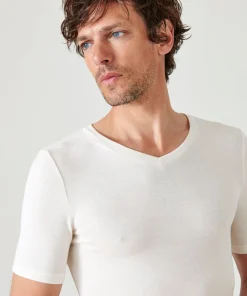 T-shirt col V manches courtes fine côte Thermolactyl Sensitive