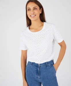 T-shirt maille brodée pur coton