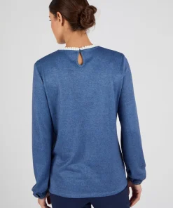 T-shirt maille chaude col volanté