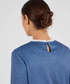T-shirt maille chaude col volanté