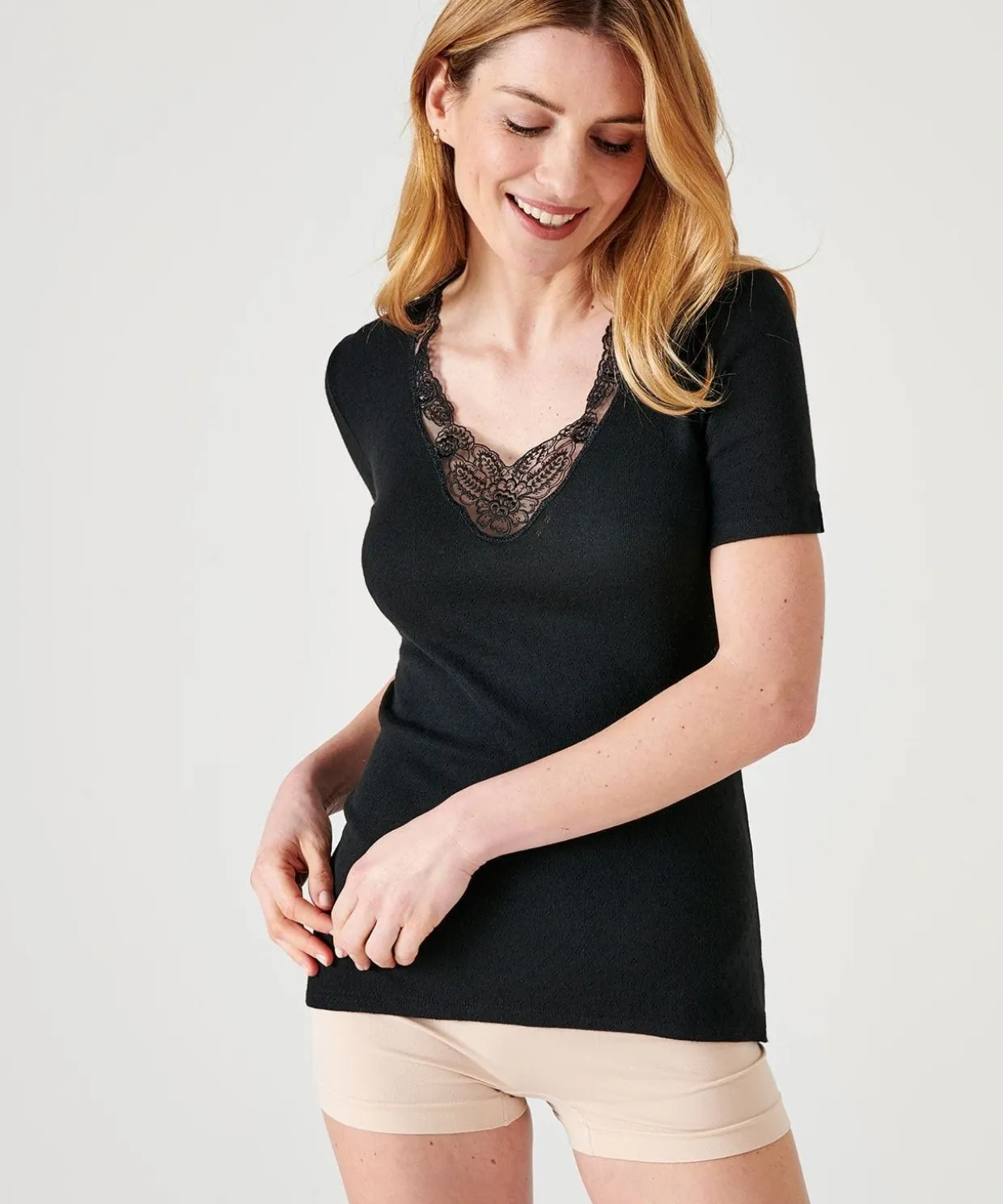 T-shirt manches courtes, maille ajourée Thermolactyl